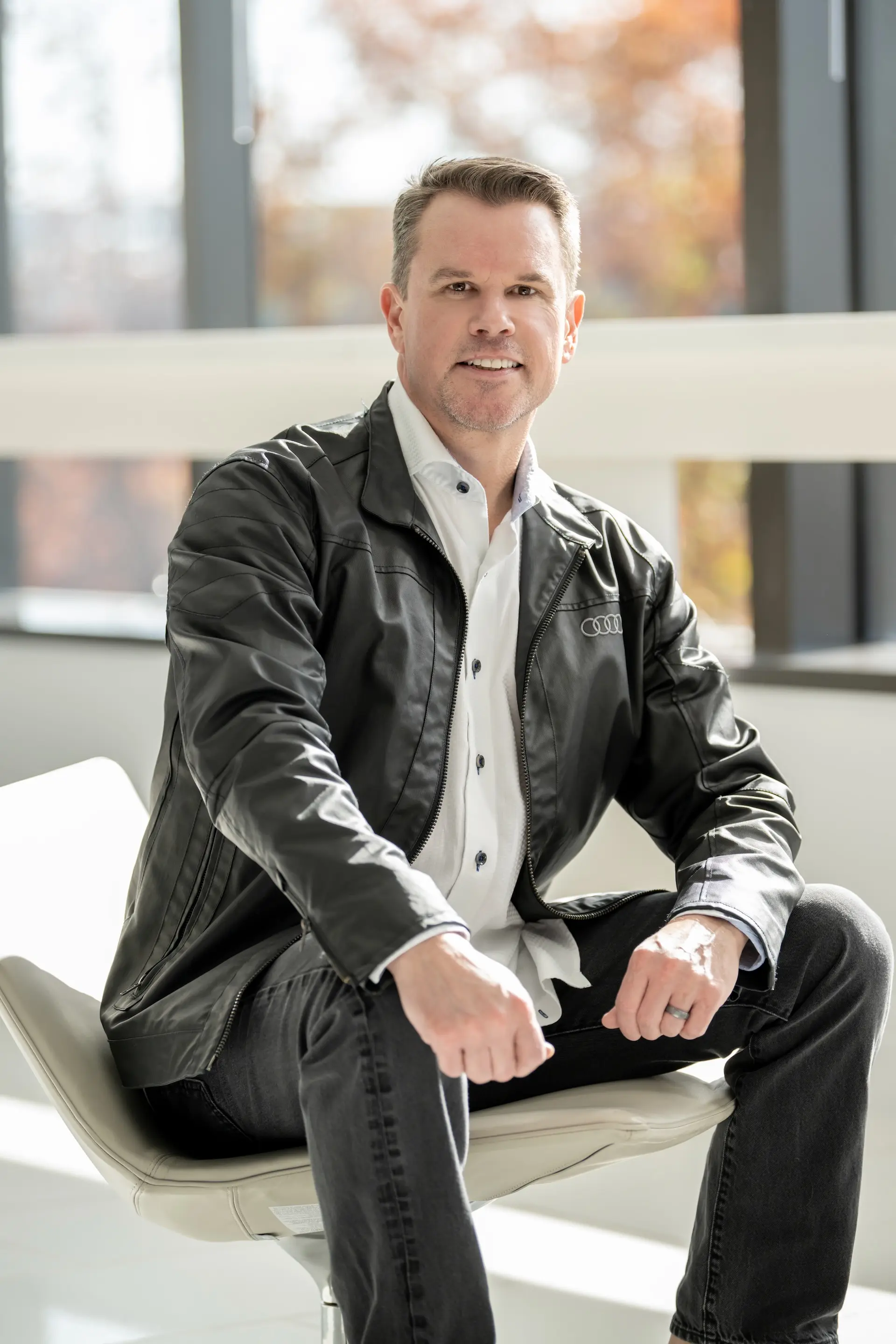 Mark Ulbrich sitting at Audi of America's headquarters in Virginia